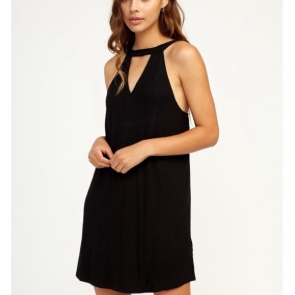 RVCA Black Ribbed Knit Cutout Mini Dress - Picture 3 of 10